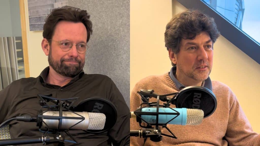 Bart Götte en Lennart Booij tijdens de opname van podcast aflevering 37.