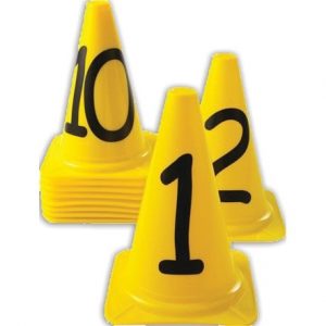 Pylonen (genummerd 1 t/m 6)