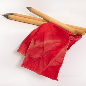 Markeervlag klein op houten stok